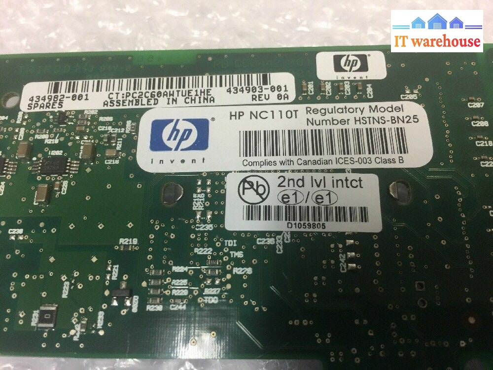 - 2X Hp Nc110T Pci Express Single Port Gigabit Adapter 434982-001 434903-001 @@@