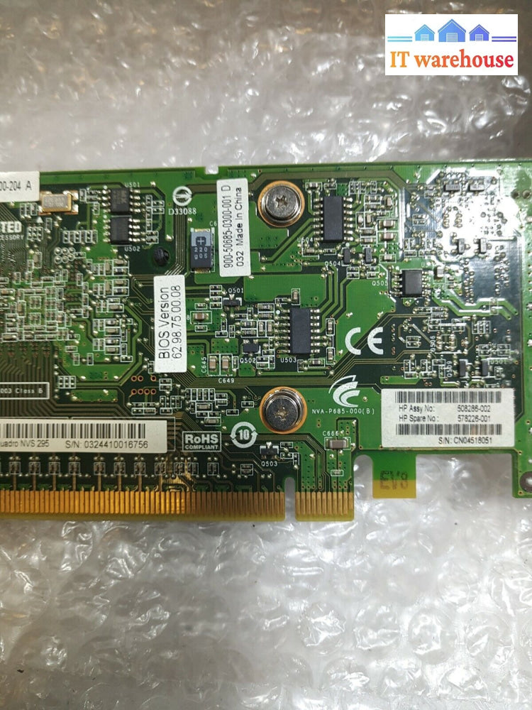 - 2X Hp Nvidia Nvs 295 256Mb Display Port Video Card: 508286-002 / 578226-001