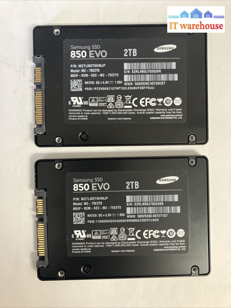 2X Mz7Lm2T0Hmjp Samsung 850 Evo 2Tb Sata 2.5’ Ssd Solid State Mz-75E2T0 (Read) ~