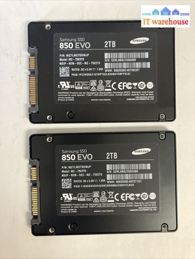 2X Mz7Lm2T0Hmjp Samsung 850 Evo 2Tb Sata 2.5’ Ssd Solid State Mz-75E2T0 (Read) ~