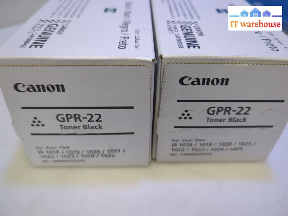 2X New Canon Gpr-22 Black Toner 0386B003Aa For Selected Imagerunner