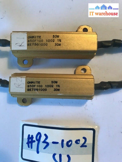 - 2X Ohmite 850F100 Resistor Re75G1000 100 Kohms 1% 30W