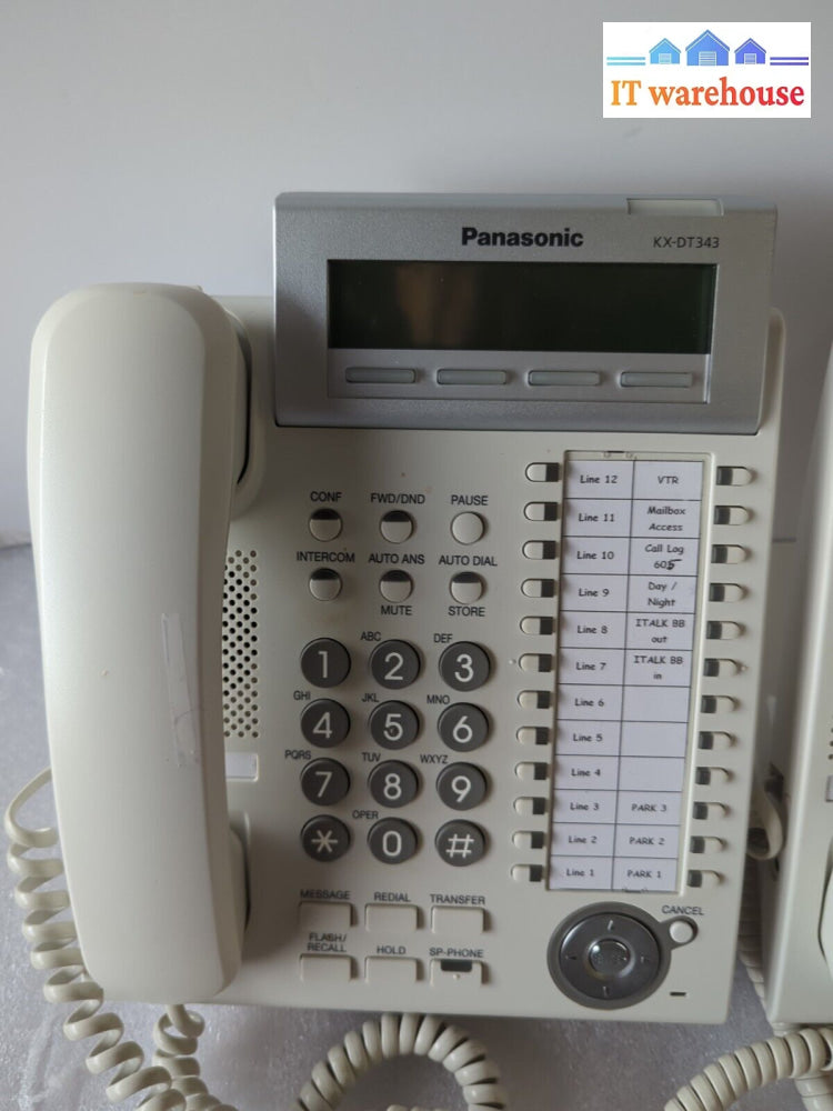 2X Panasonic Kx-Dt343 Backlit Lcd Display 24 Button Ip Phones White -