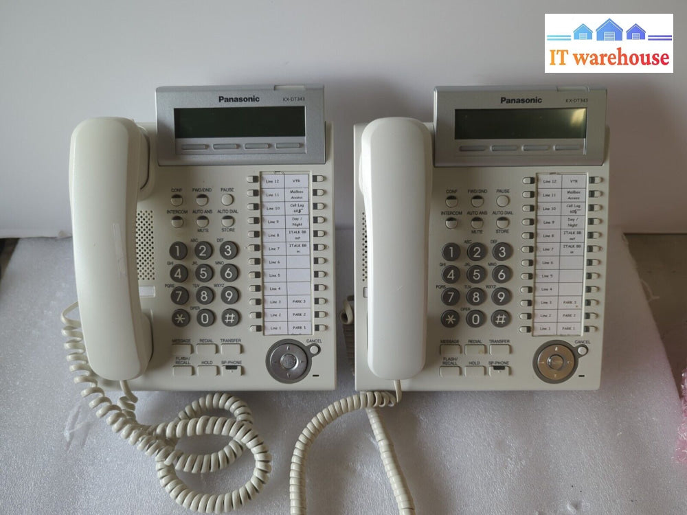 2X Panasonic Kx-Dt343 Backlit Lcd Display 24 Button Ip Phones White -