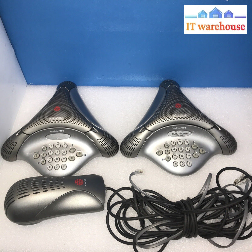 2X Polycom Voicestation 100 Analog Conference Speakerphone W/ Wall Power