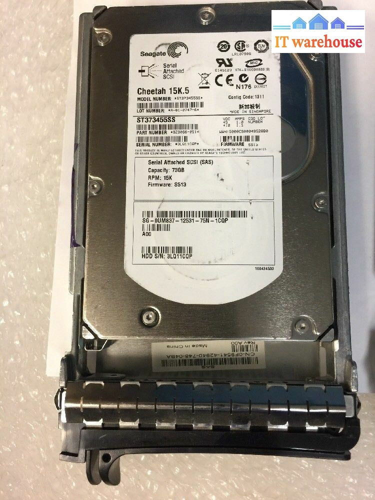 + 2X Seagate Hdd 73Gb Sas 15K St373455Ss 9Z3066-051 Um837 S513 W/Caddy F9541 @@@