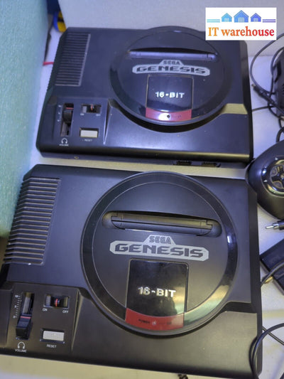 2X Sega Genesis 16-Bit Mk-1601-22 Console With One Adapter/Controller (As Is) -