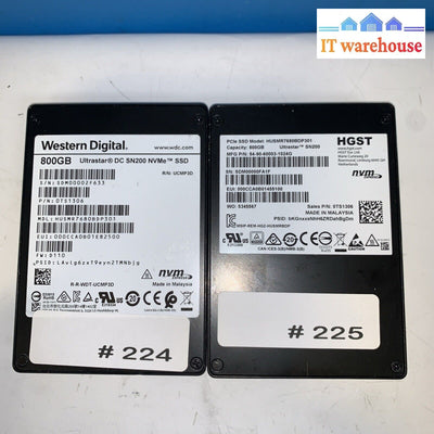 (2X) Wd & Hgst Sn200 800Gb 2.5’’ Pcie Nvme Ssd Hard Drive