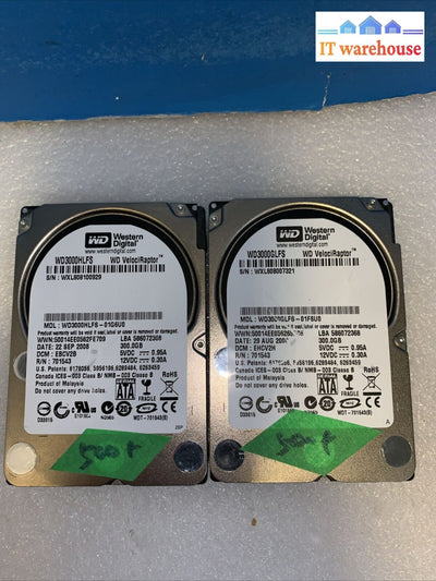 (2X) Wd Velociraptor Wd3000Hlfs 300Gb 2.5’ Sata Ii Enterprise Hard Drive