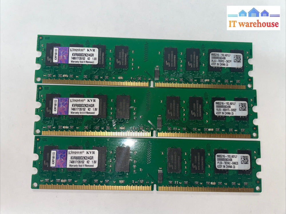 3*2Gb Ddr2 Pc2-6400 800Mhz Dimm (Kingston Kvr800D2K2/4Gr) Memory Ram