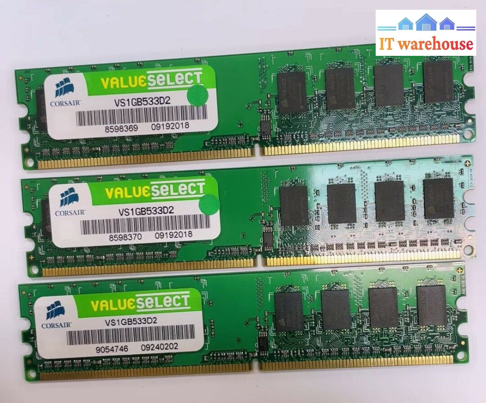 3 X 1Gb Corsair Ddr2 Value Select Ram Pc2-4200U 533Mhz Vs1Gb533D2 Memory