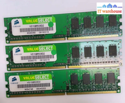 3 X 1Gb Corsair Ddr2 Value Select Ram Pc2-4200U 533Mhz Vs1Gb533D2 Memory