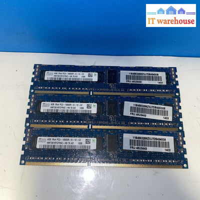 3 X Hynix 4Gb Ram - 1Rx4 Pc3-10600R Ddr3 Hmt351R7Cfr4C-H9 Memory