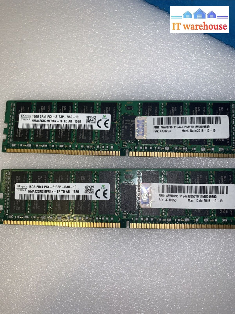 32Gb = 2X 16Gb Sk.hynix 2Rx4 Pc4-2133P Ddr4 Server Ram Memory Hma42Gr7Mfr4N-Tf