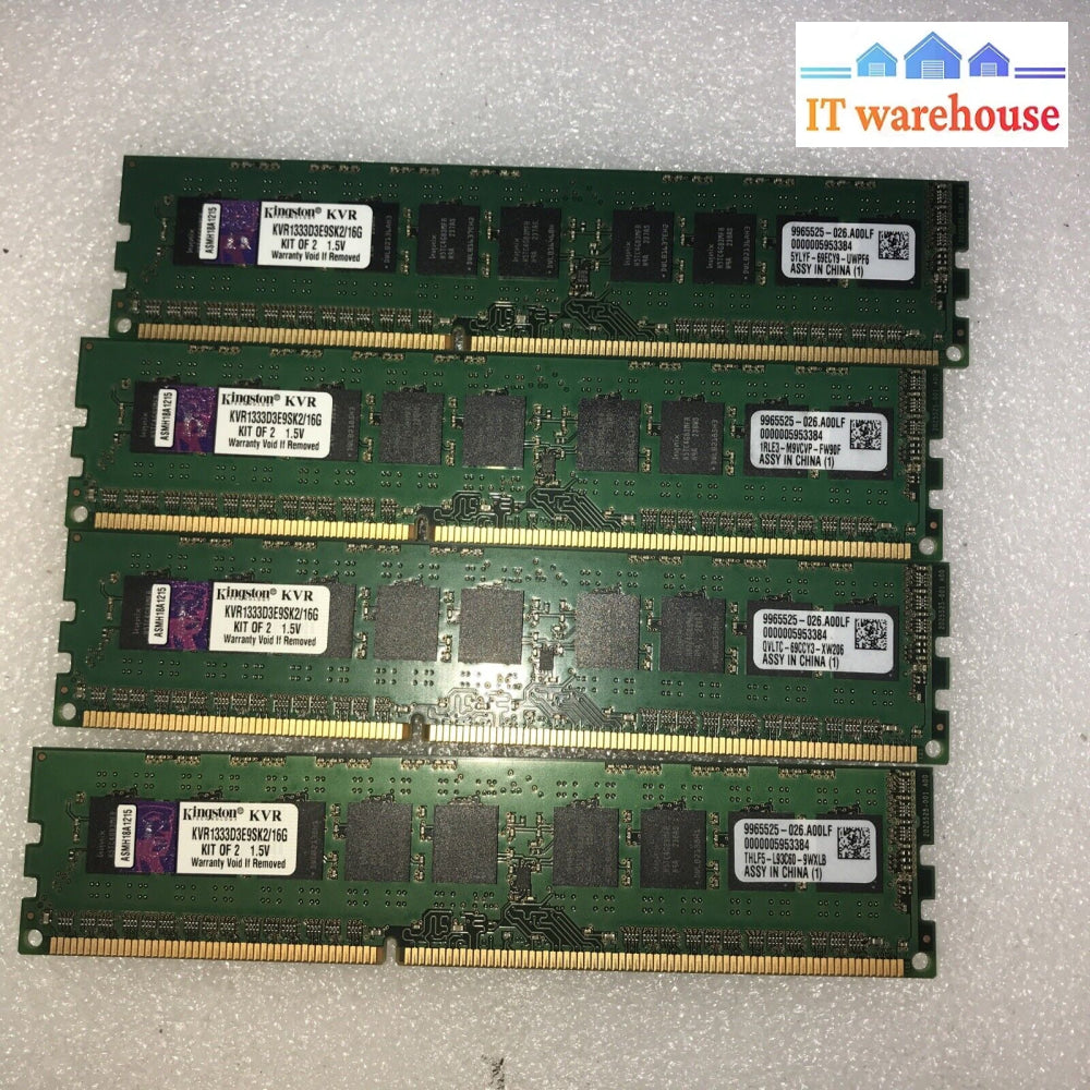 32Gb (4 X 8Gb) Kingston Ecc Unbuffered Ddr3 1333 Server Memory Kvr1333D3E9Sk2/16