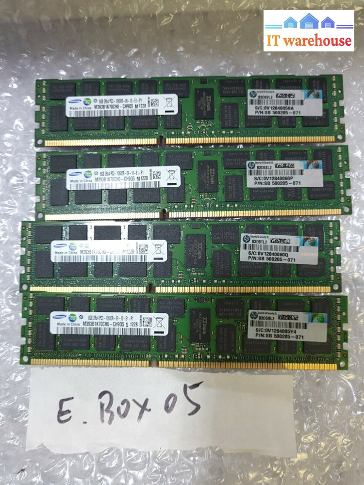 - 32Gb (4X8Gb) Samsung 8Gb 2Rx8 Pc3-10600R Server Memory M393B1K70Ch0-Ch9Q5