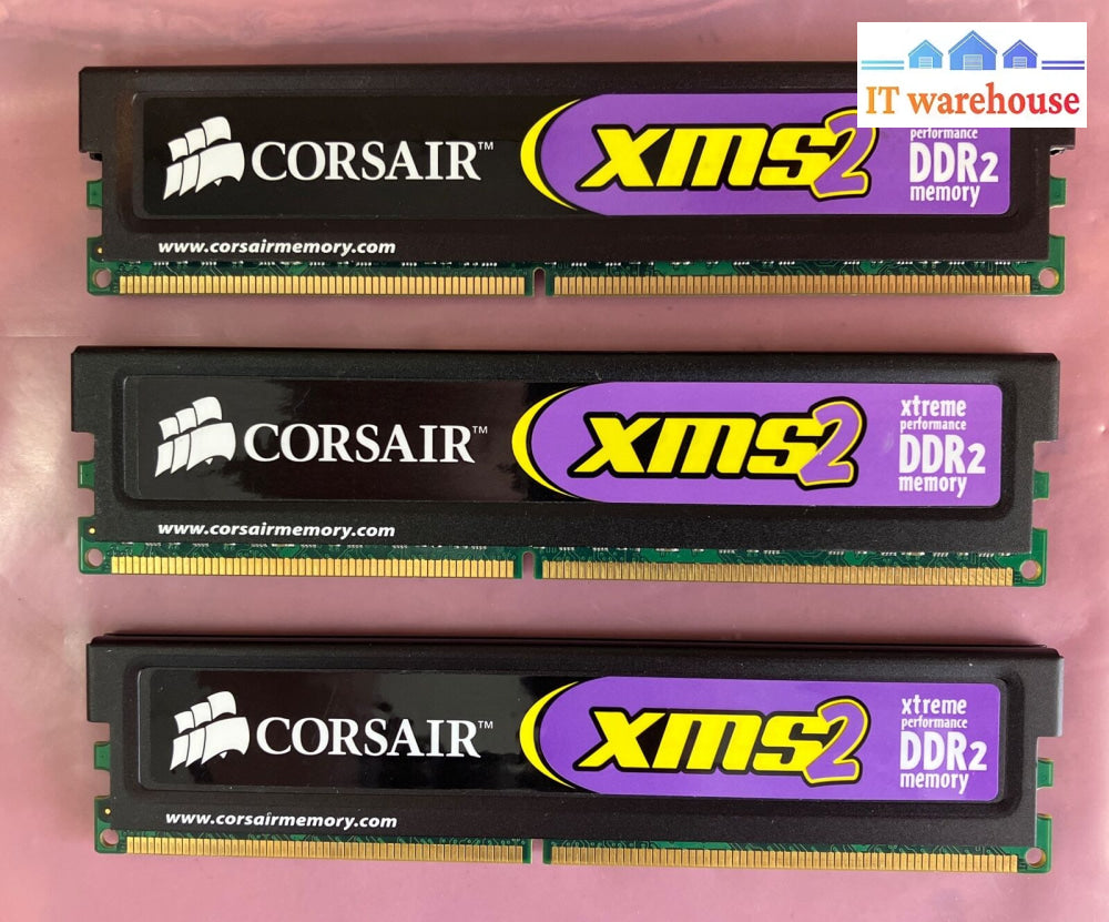 (3X 1Gb) Corsair Xms Pc2-6400 Ddr2-800 Computer Memory Ram Cm2X1024 -5400C4 ~