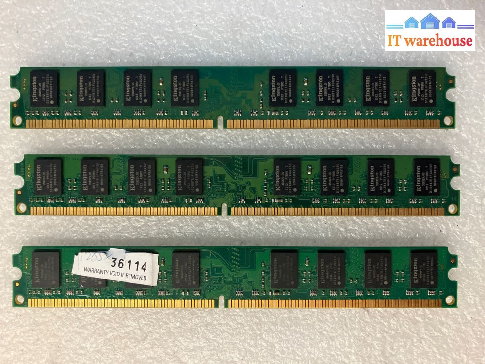 (3X 2Gb) Kingston Kvr800D2N5/2G Pc2-6400 Ddr2-800 1.8V Low Profile Ram 99U5429 ~