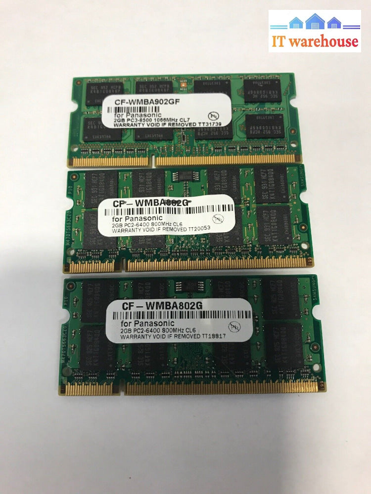 3X 2Gb Panasonic Toughbook Pc2-6400 800Mhz Cl6 Ram Memory