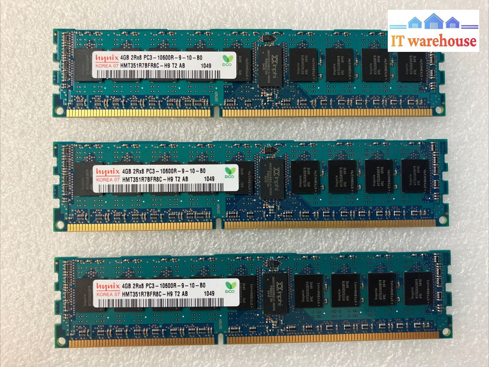 (3X 4Gb) Hynix Hmt351R7Bfr8C-H9 Pc3-10600R Ddr3-1333 Dimm Reg Ecc Server Memory~