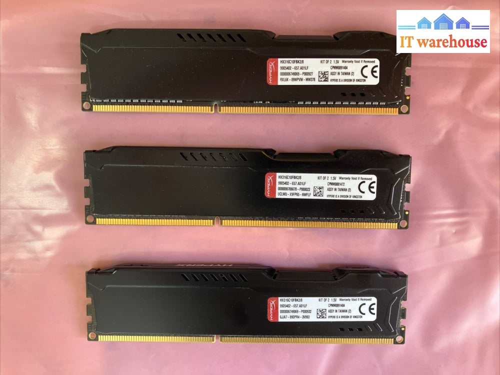 (3X 4Gb) Kingston Fury Hyperx Ddr3-1600 Pc3-12800 Memory 9905402 Hx316C10Fbk2 ~