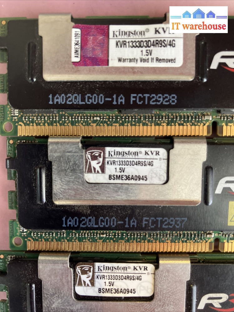 (3X 4Gb) Kingston Ram Kvr1333D3D4R9S/4G Ddr3-1333 Pc3-10600 Ecc Server Memory ~