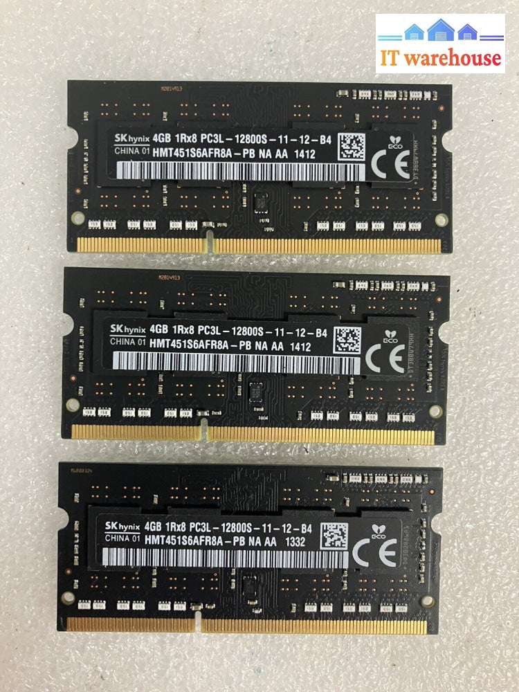 ~ (3X 4Gb) Sk Hynix Ddr3 Pc3L-12800S Sodimm Ram Memory Hmt451S6Afr8A-Pb For Mac