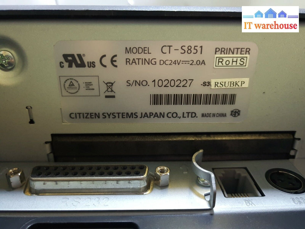 - 3X Citizen Ct-S851 Thermal Serial Pos Printer (As Is No Adapter Cutter)