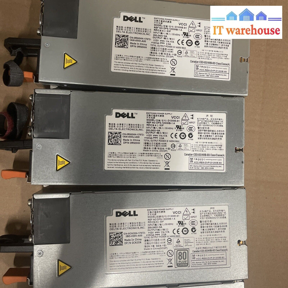 * 3X Dell D1200E-S1 1400W Poweredge Power Supply Psu Rn0Hh 0Rn0Hh