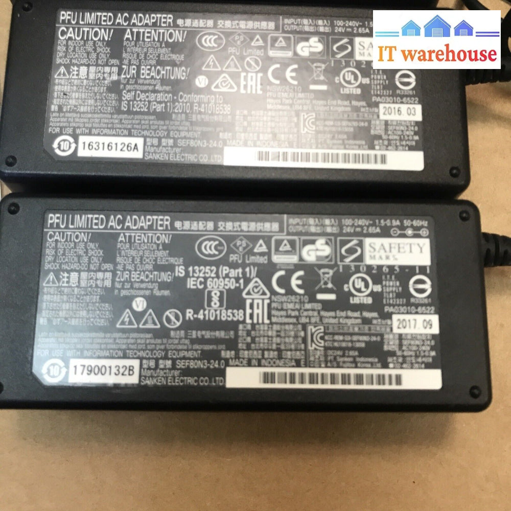 (3X) Oem Sanken Fujitsu Sef80N3-24.0 Ac Adapter Power Supply Charger 24V-2.65A