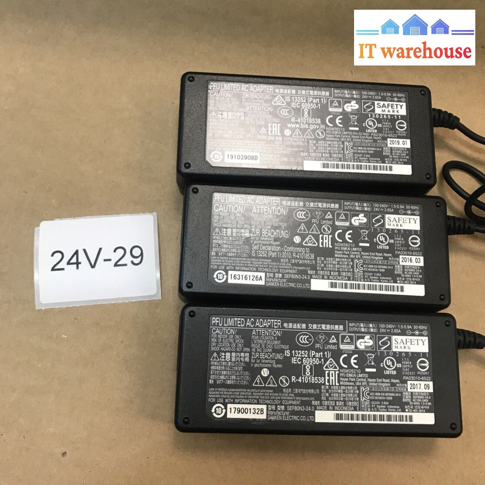 (3X) Oem Sanken Fujitsu Sef80N3-24.0 Ac Adapter Power Supply Charger 24V-2.65A