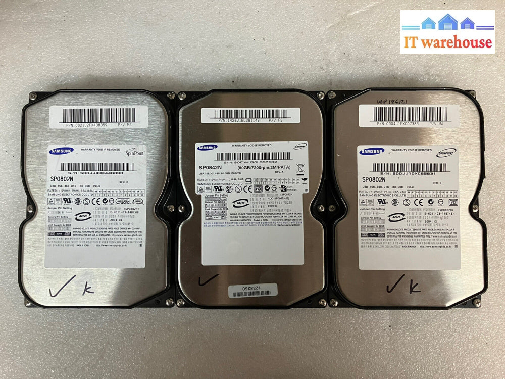 ~ 3X Samsung Spinpoint 80Gb 7200 Rpm Ide 3.5″ Hdd Sp0802N Desktop Hard Drive