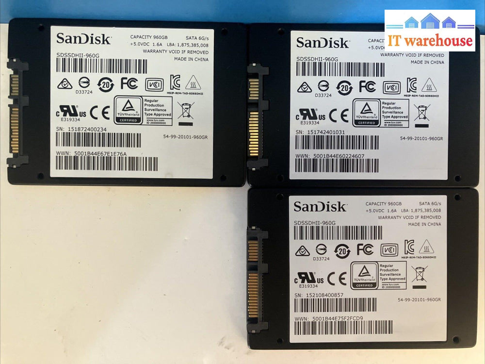 3X Sandisk Ultra Ii 960Gb Sata 2.5’ Sdssdhii-960G Solid State Drive Ssd Tested ~