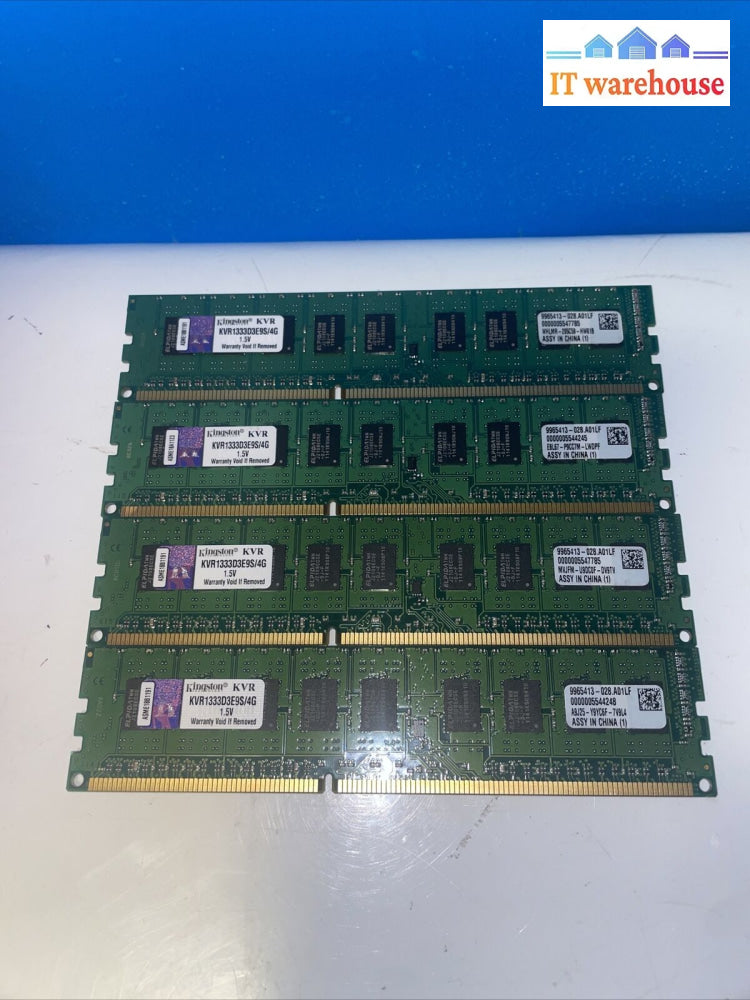 4× 4Gb Pc3-10600E Ecc Udimm (Kingston Kvr1333D3E9S/4G) Server Memory Ram