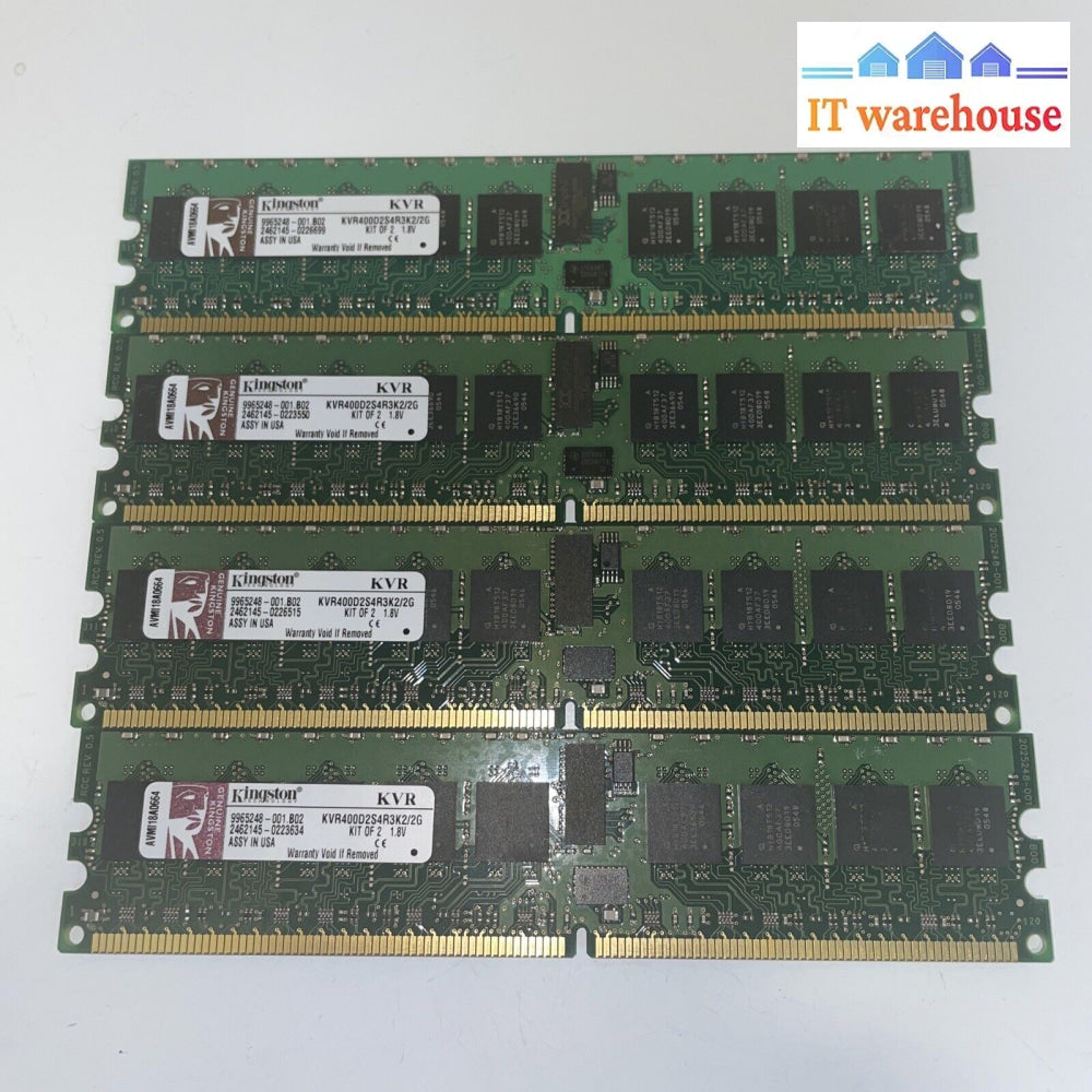 4* Kingston Kvr400D2S4R3K2/2G - 1Gb Dimm 240-Pin Ddr2 Ecc Registered 1.8V