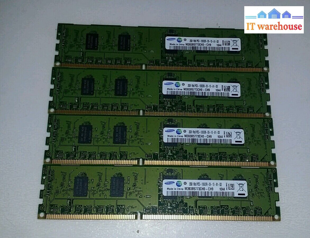 4 X Samsung 2Gb 1Rx8 Pc3-10600R Registered Ecc Cn M393B5773Ch0-Ch9 Ram @@@