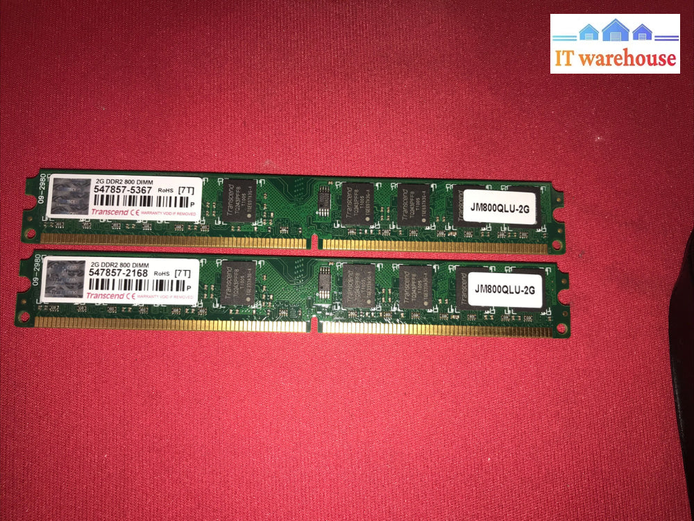 4Gb = 2 X 2G Transend Pc2-6400 800Mz 240 Pin Dimm Memory Ram