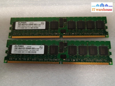 - 4Gb(2 X 2Gb) Elpida Ebe21Ae8Acfa-6E Pc2-5300P Server Ram @@@