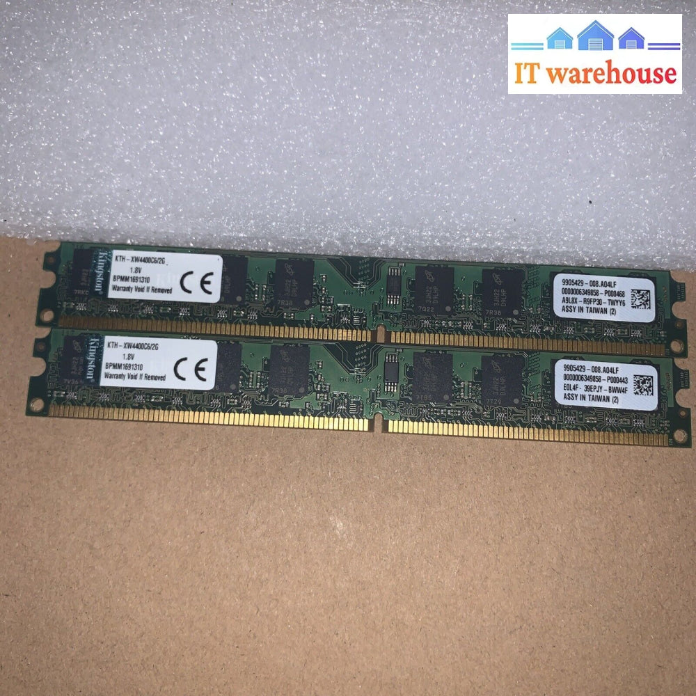 4Gb (2 X 2Gb) Kingston Kth-Xw4400C6/2G Pc2-6400U Ddr2 Low Profile Memory Ram