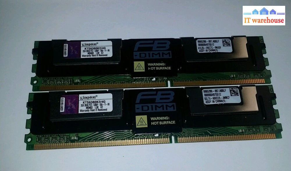 4Gb 2X 2Gb Kingston Ddr2 Memory Ram 667Mhz Kts6380K2/4G