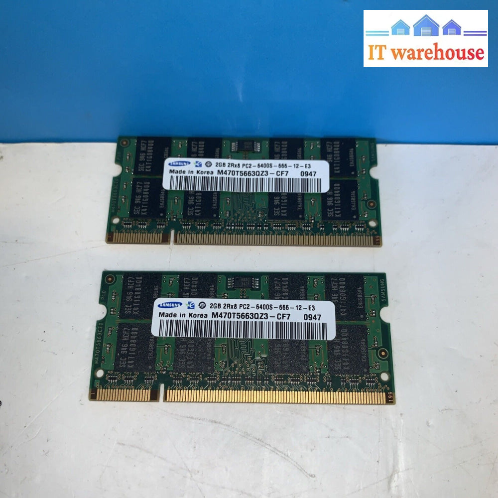 4Gb = 2X 2Gb Samsung M470T5663Qz3-Cf7 Sodimm Ddr2 Pc2-6400S Laptop Memory