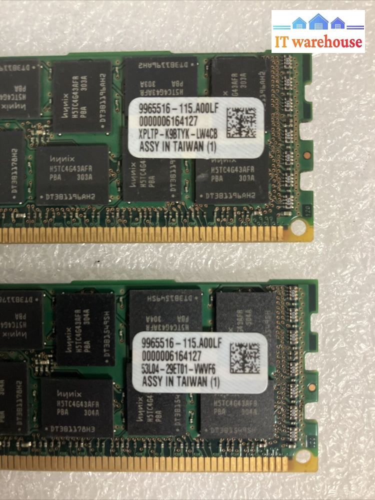 (4X 16Gb) Kingston 2Rx4 Pc3-12800 Ddr3-1600 Kvr16R11D4K4/64 Ecc Server Ram ~