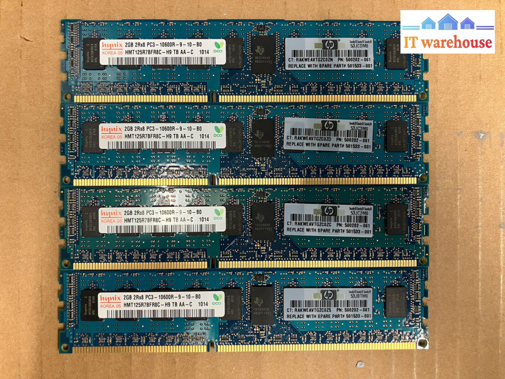 ~ (4X 2Gb) Hynix 2Rx8 Pc3-10600R Hmt125R7Bfr8C -H9 Ddr3 Ecc 500202 Server Memory