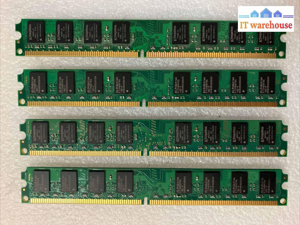 (4X 2Gb) Kingston Kvr667D2N5/2G Pc2-5300 Ddr2-667 1.8V Low Profile Ram 99U5429 ~