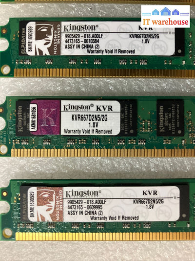 (4X 2Gb) Kingston Kvr667D2N5/2G Pc2-5300 Ddr2-667 1.8V Low Profile Ram 99U5429 ~