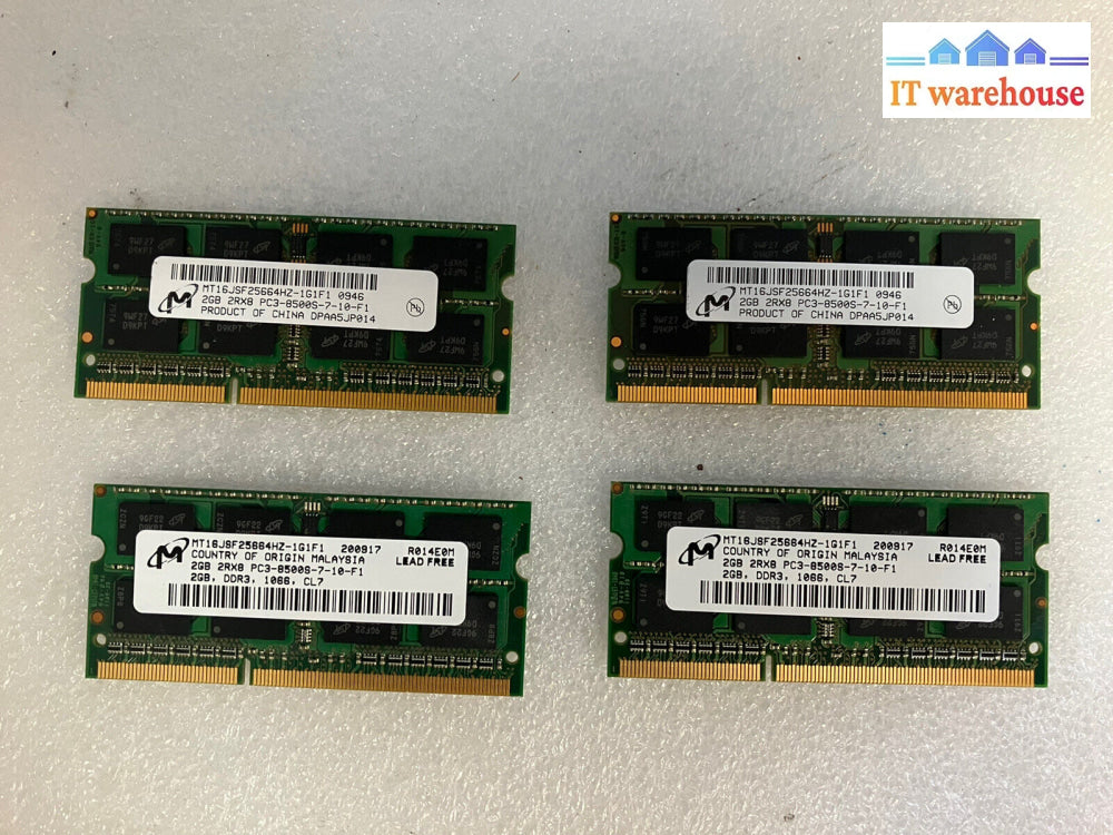 ~ (4X 2Gb) Micron 2Rx8 Pc3-8500S 1066-Mhz Ddr3 So-Dimm Laptop Memory Dpaa5Jp014