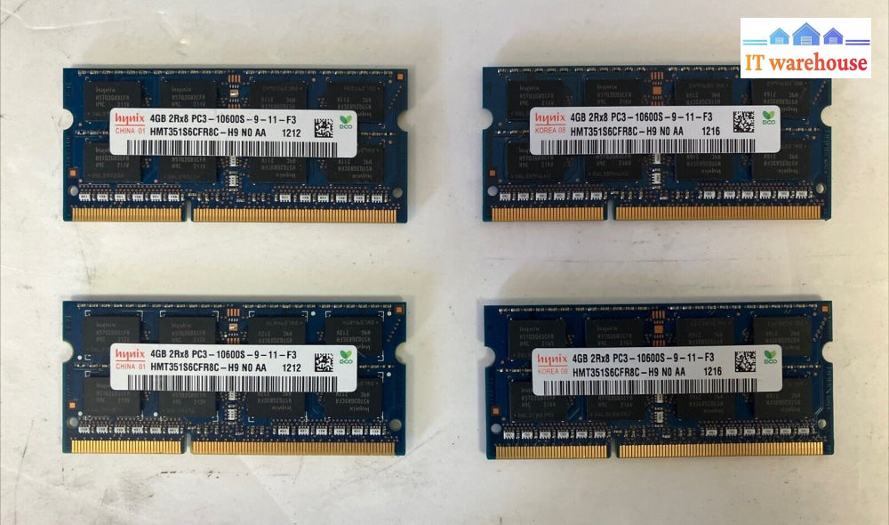 (4X 4Gb) Hynix Laptop Memory Pc3-10600 Ddr3-1333 So-Dimm Ram Hmt351S6Cfr8C-H9 ~