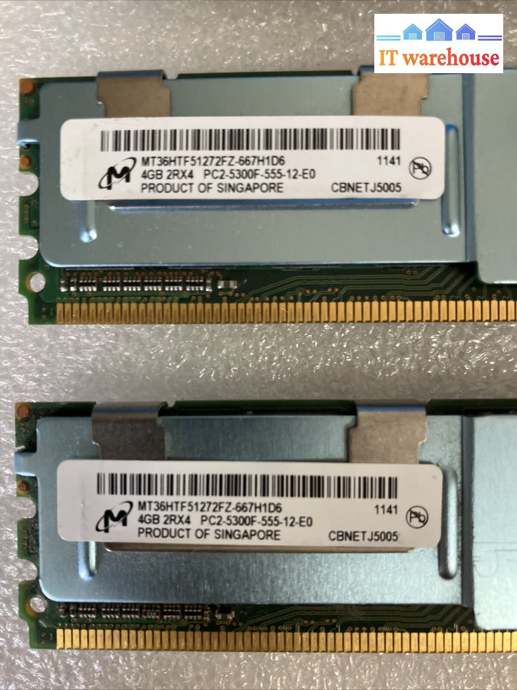 (4X 4Gb) Micron 2Rx4 Pc2-5300F Ddr2-667 Ecc Server Ram Mt36Htf51272Fz-667H1D6 ~