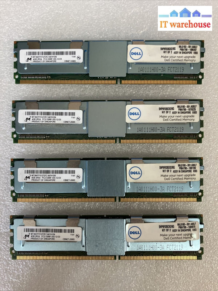 (4X 4Gb) Micron 2Rx4 Pc2-5300F Ddr2-667 Ecc Server Ram Mt36Htf51272Fz-667H1D6 ~