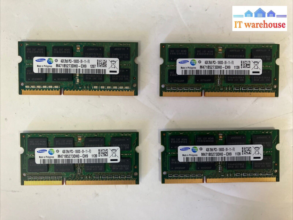 (4X 4Gb) Samsung Laptop Memory Pc3-10600 Ddr3-1333 Sodimm Ram M471B5273Dh0-Ch9 ~